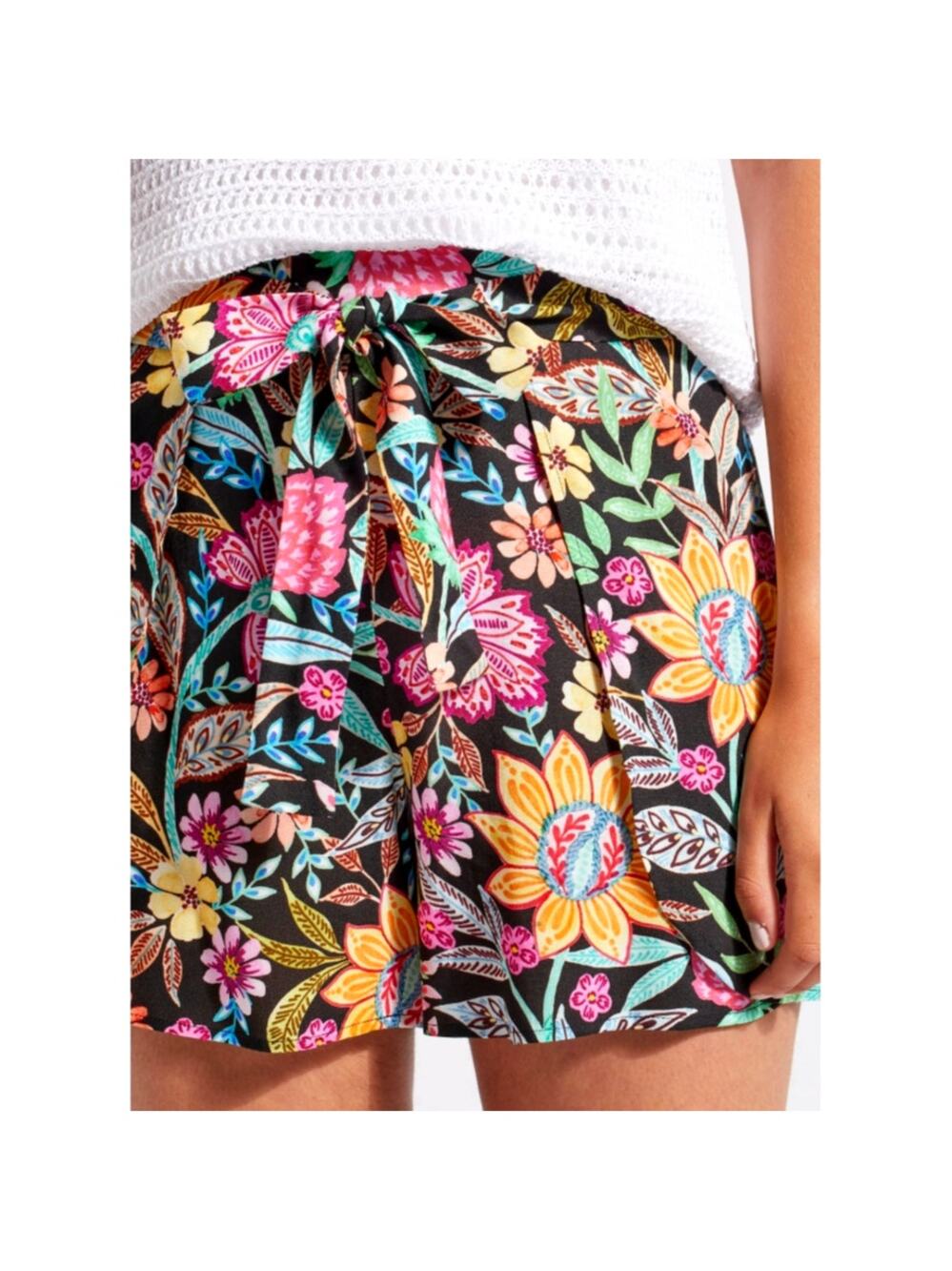 XIX Palms X Tribal DOMINICA Floral Rayon Wrap Tie Beach Shorts Cover-Up M NWT
